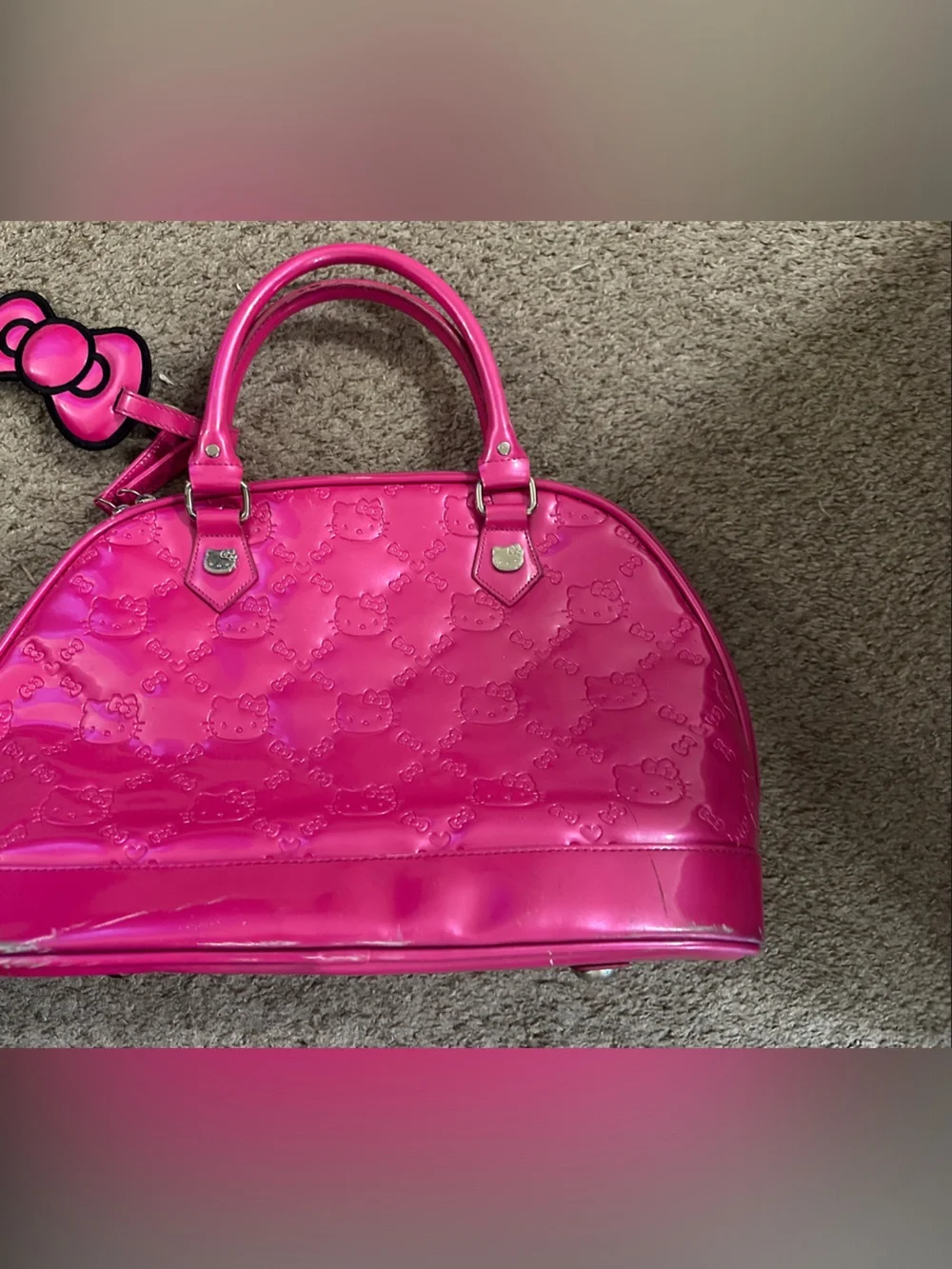 Hello Kitty Glossy Patent Tote in Bright Pink - Picture 1 of 4